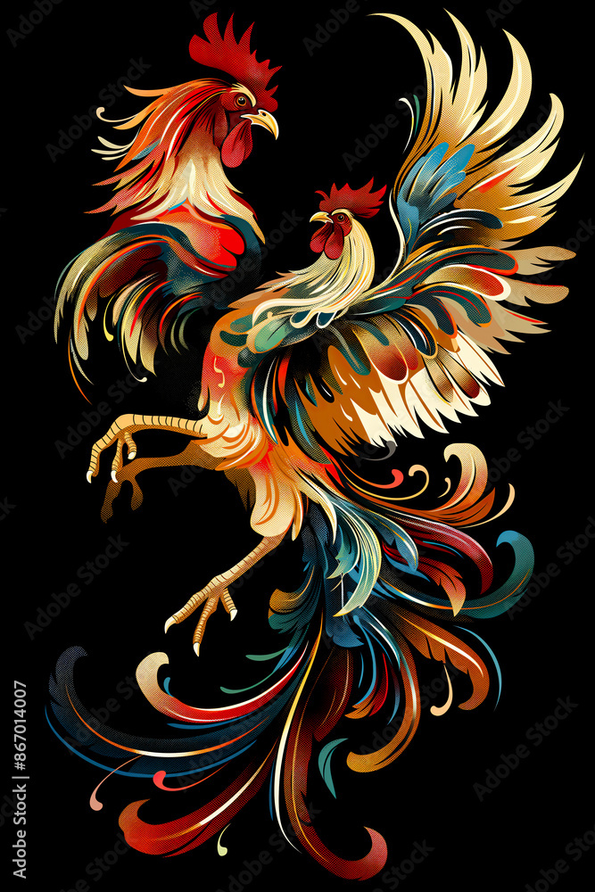 Illustration of Epic Rooster in abstract style Illustration of Epic Rooster in abstract style
