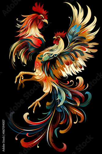 Wallpaper Mural Illustration of Epic Rooster in abstract style Torontodigital.ca