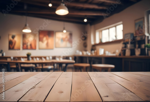 Lofty chill modern restaurant with marble table and Depth of field , blurred background 