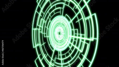 3D VJ Loop Circle Radial Geometric Patterns Audio Reactive Y50 Degrees L Green Animation photo