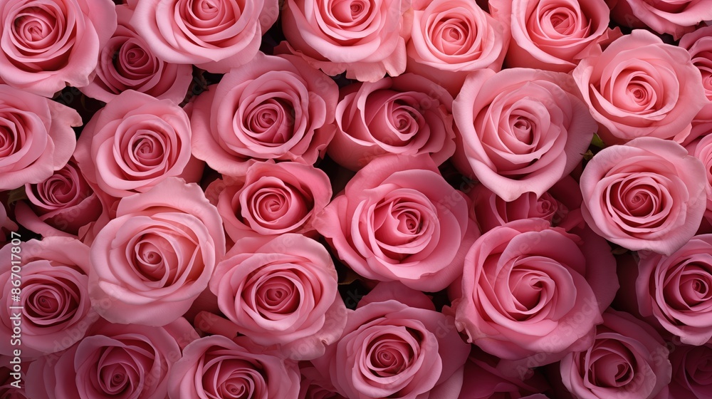 Rose flowers pattern background. A close-up view of numerous pink roses in full bloom, showcasing their delicate petals and vibrant color. Full screen filled. Rose flowers pattern background. A close-up view of numerous pink roses in full bloom, showcasing their delicate petals and vibrant color. Full screen filled.