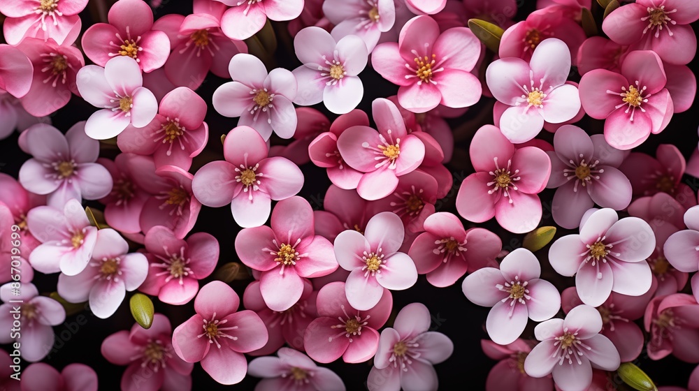 Waxflower flowers beauty texture. A close-up of numerous pink and white cherry blossoms in full bloom, creating a vibrant and colorful floral background. Full screen filled. Waxflower flowers beauty texture. A close-up of numerous pink and white cherry blossoms in full bloom, creating a vibrant and colorful floral background. Full screen filled.