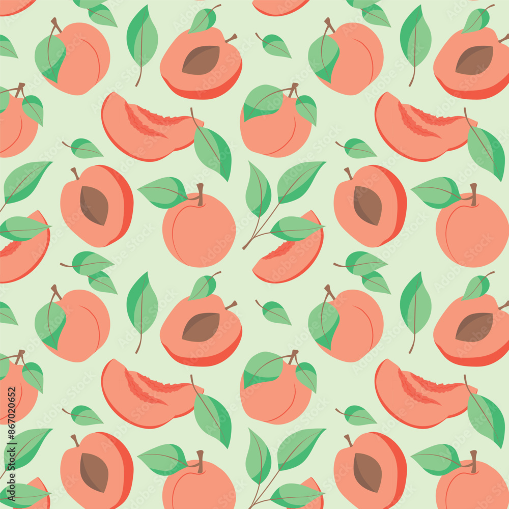 Vector seamless pattern with peaches. Trendy hand drawn textures. Modern abstract design for paper, cover, fabric, interior decor and other users.
Vector seamless pattern with peaches. Trendy hand drawn textures. Modern abstract design for paper, cover, fabric, interior decor and other users.