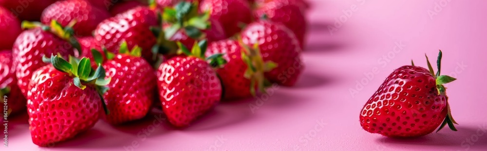 Fresh strawberries on a pink background Fresh strawberries on a pink background