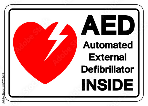 AED Automated External Defibrillator Inside Symbol Sign, Vector Illustration, Isolate On White Background Label .EPS10