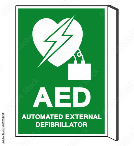 AED Automated External Defibrillator Symbol Sign, Vector Illustration, Isolate On White Background Label .EPS10