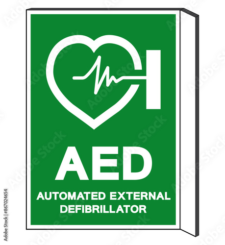 AED Automated External Defibrillator Symbol Sign, Vector Illustration, Isolate On White Background Label .EPS10