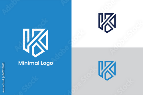 initial letter K shield icon modern abstract royal logo, letter K shield triangle logo, letter K shield sword iconic business logo, Premium nominal monogram business sign