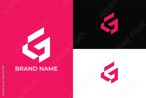 Minimal elegant monogram art logo initial letter G J JG G  j geometric professional trendy business logo, letter G arrow, CG monogram letter logo