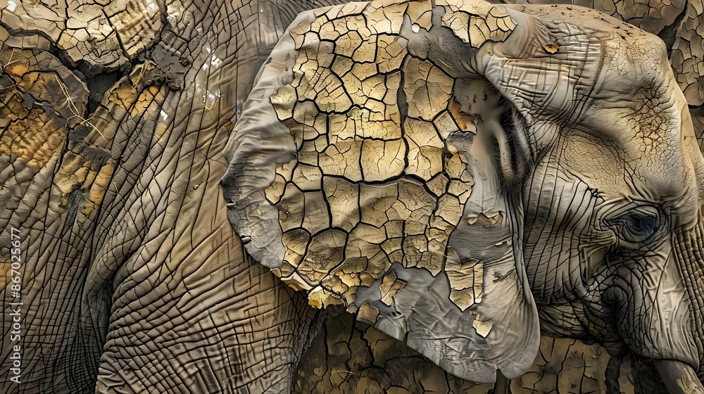 The skin texture of an old elephant. 