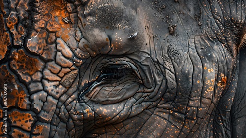 The skin texture of an old elephant.  photo