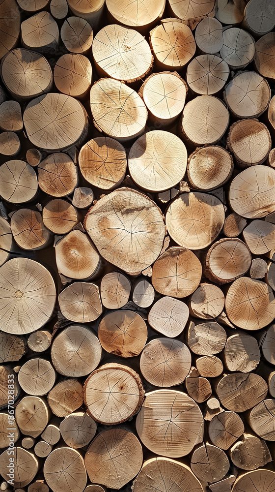 A large number of stacked logs arranged to form a wooden wall A large number of stacked logs arranged to form a wooden wall