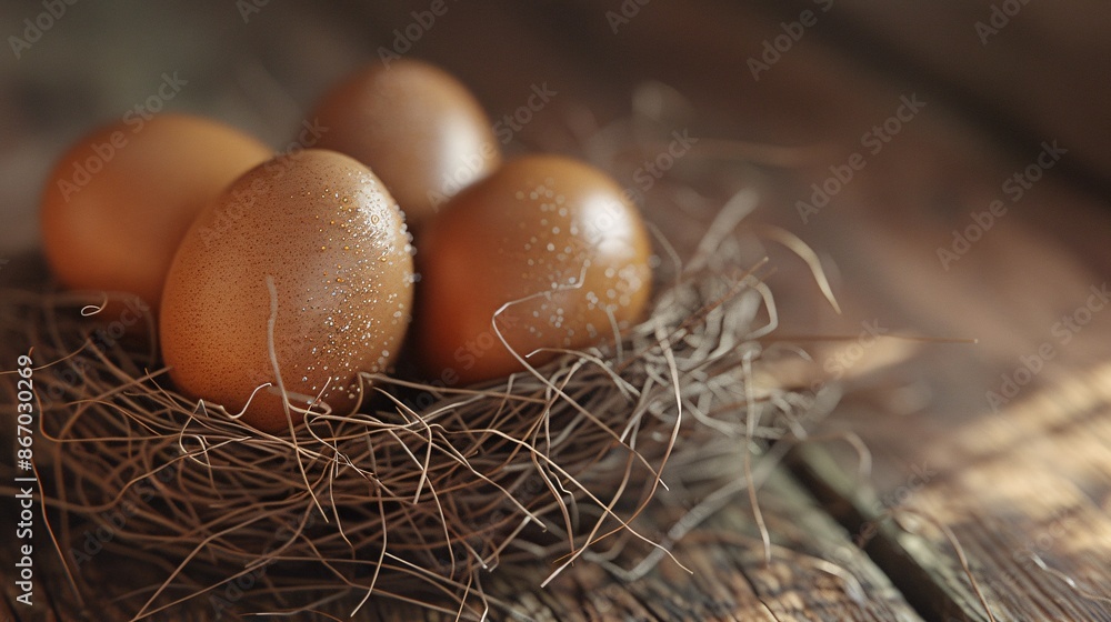 Fresh brown eggs with speckles. Fresh brown eggs with speckles.