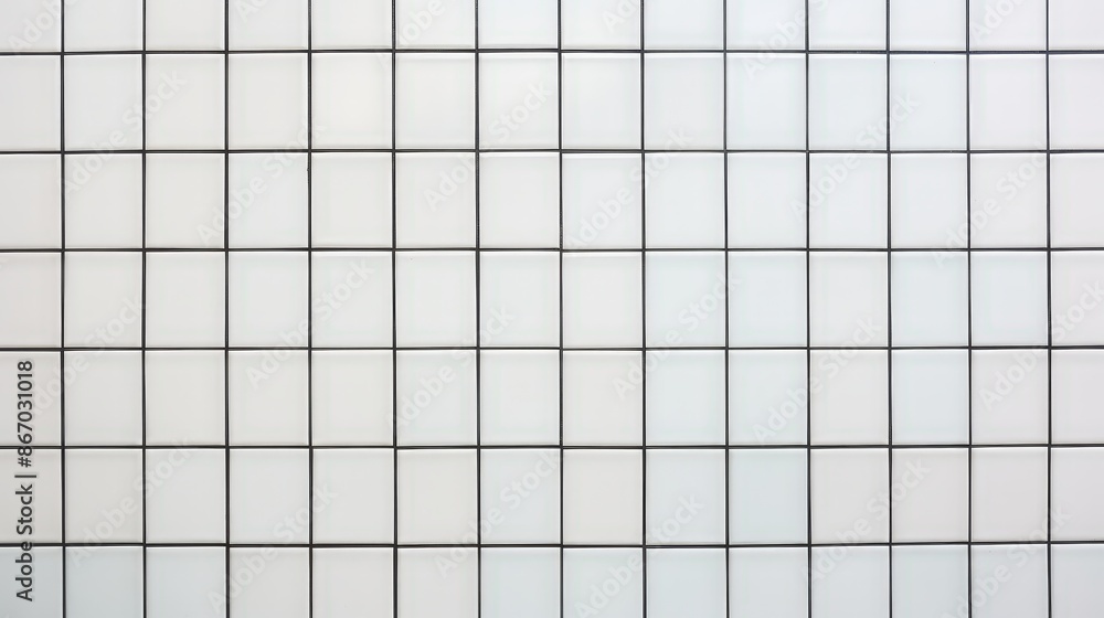 White Tile Wall with Black Grout White Tile Wall with Black Grout