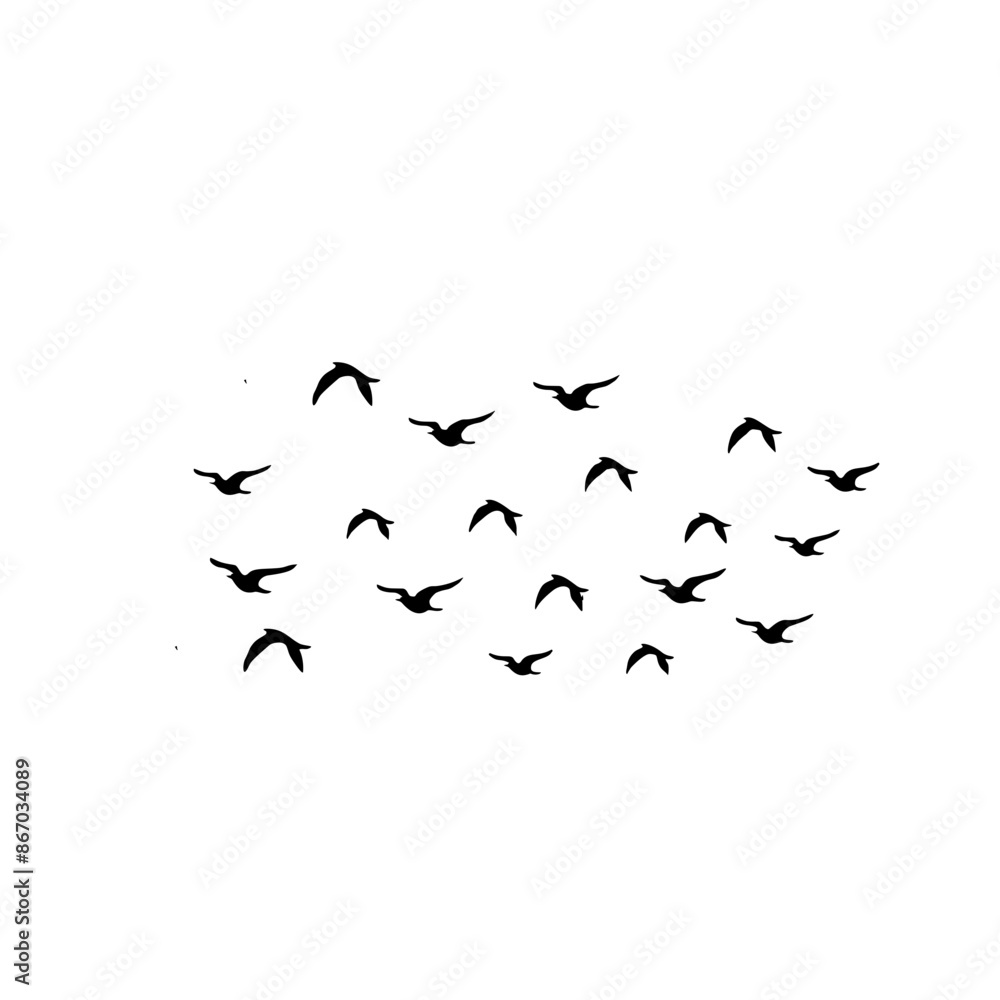 Obraz premium Flying birds silhouettes on white background. Vector illustration.