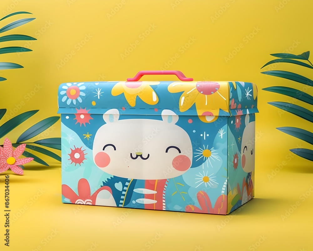 Playful Parcel Box with Cartoon Character and Bright Colors Playful Parcel Box with Cartoon Character and Bright Colors