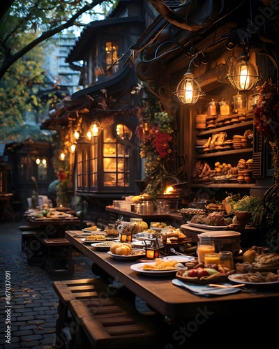 Street restaurant in the old town of Gdansk, Poland.