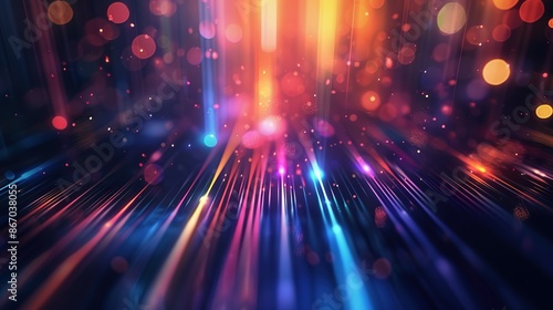 High-speed urban traffic on a city street during evening rush hour, with car headlights and busy night transport captured through motion blur lighting effects and abstract long exposure photography.