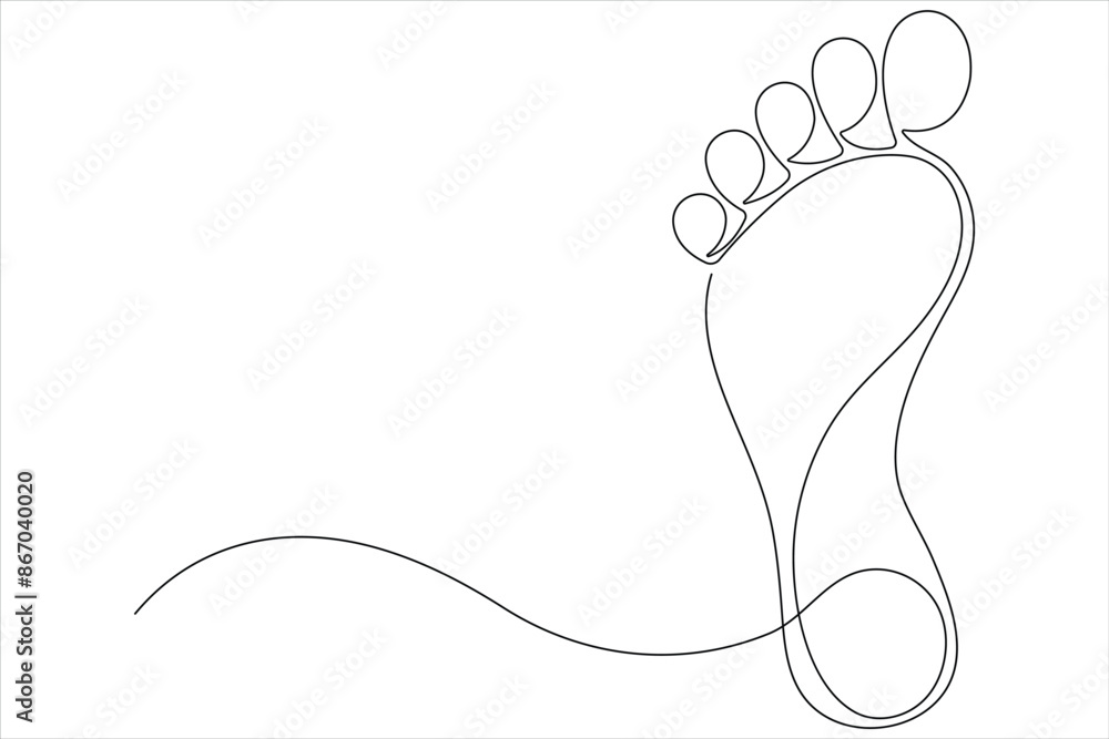 Continuous one line art drawing of human footprint vector Continuous one line art drawing of human footprint vector