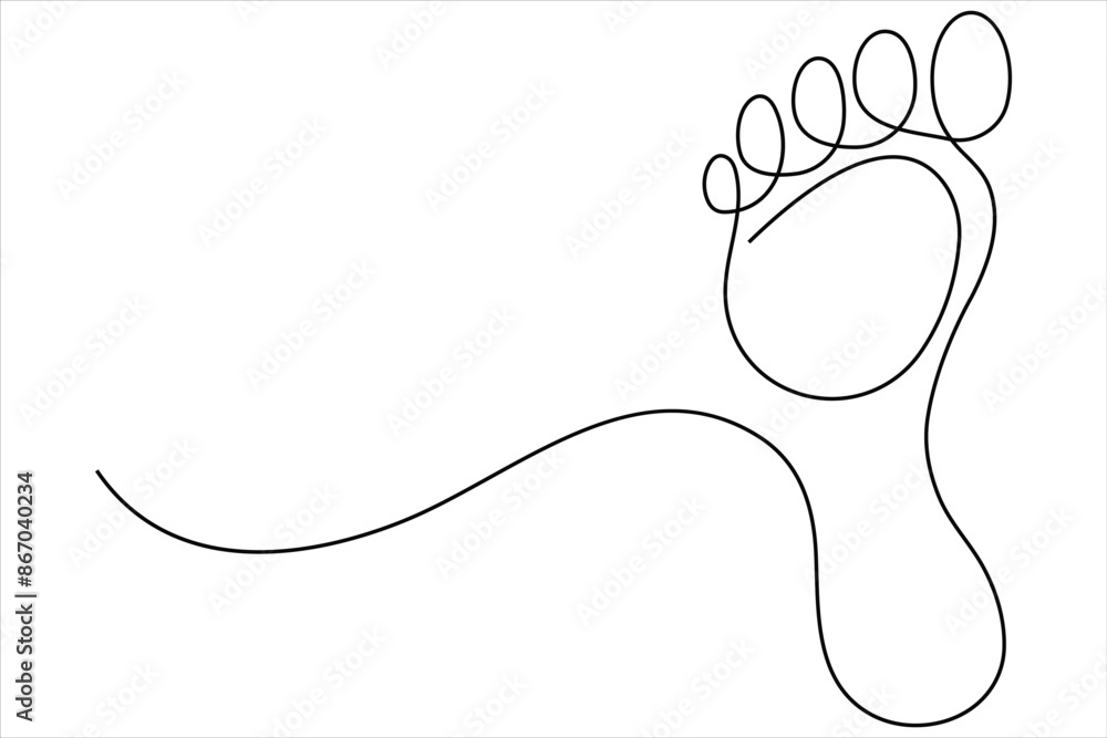 Continuous one line art drawing of human footprint vector Continuous one line art drawing of human footprint vector