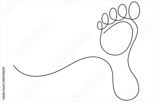 Continuous one line art drawing of human footprint vector