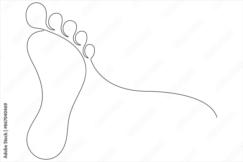 Fototapeta premium Continuous one line art drawing of human footprint vector