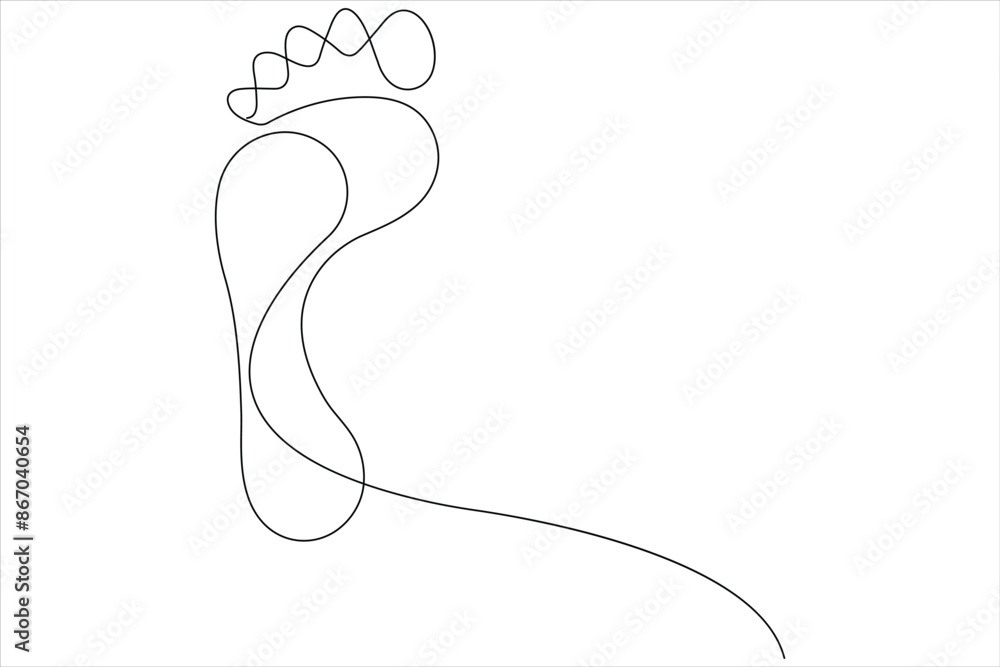 Continuous one line art drawing of human footprint vector Continuous one line art drawing of human footprint vector