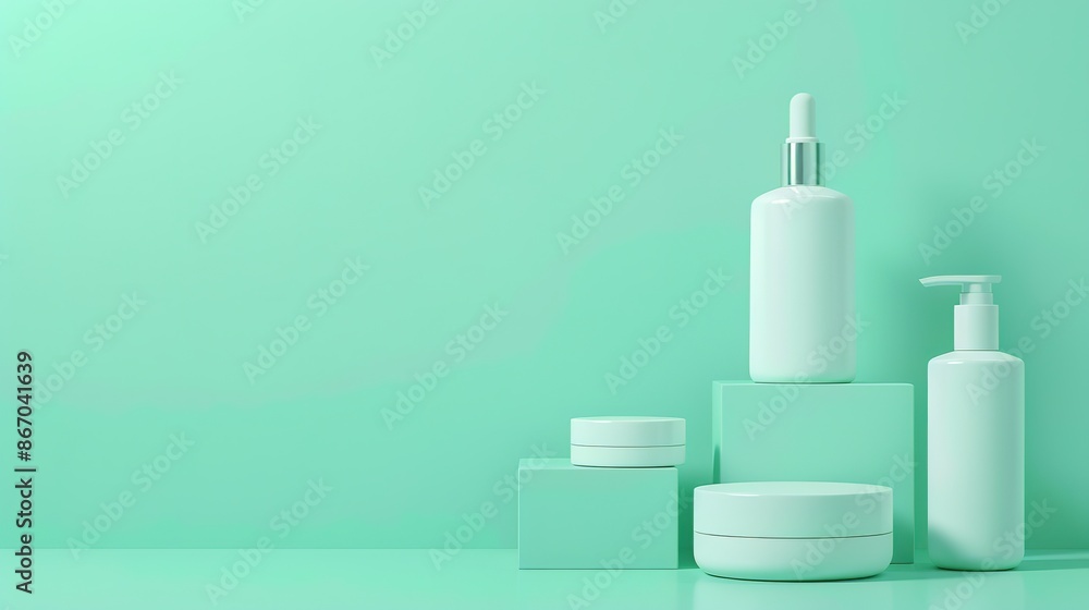 elegant cosmetic white clean bottles on gradient background elegant cosmetic white clean bottles on gradient background