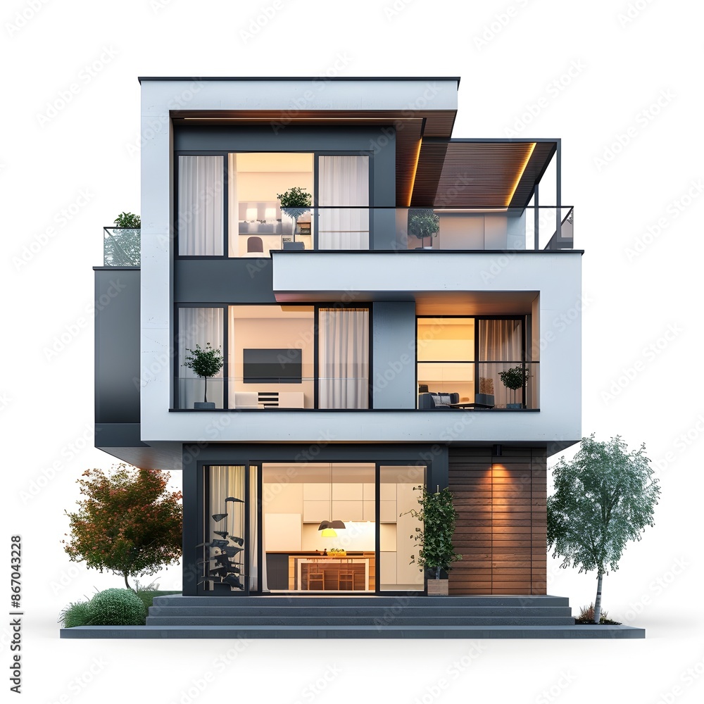 Minimalist Modern House Icon on White Background with Copy Space for Architectural Design or Real Estate Concept Minimalist Modern House Icon on White Background with Copy Space for Architectural Design or Real Estate Concept