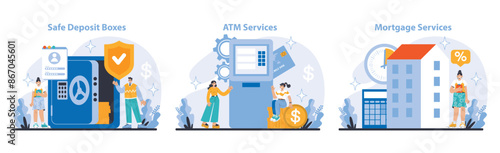 Bank services concept. Flat vector illustration.