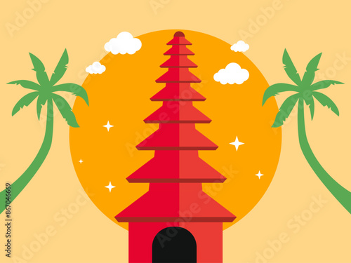 Asian pagoda. Asian culture vector illustration. 