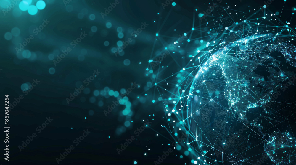 A big data visualization background featuring a globe made of interconnected data points and lines A big data visualization background featuring a globe made of interconnected data points and lines