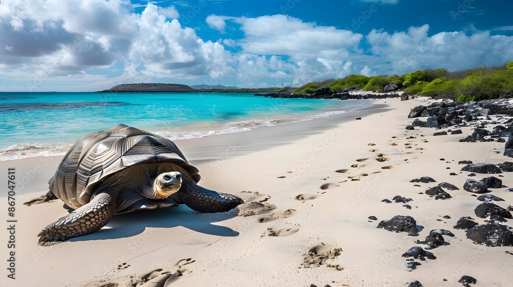 Obraz premium Galapagos Islands. Galapagos tortoise. Big turtle. 