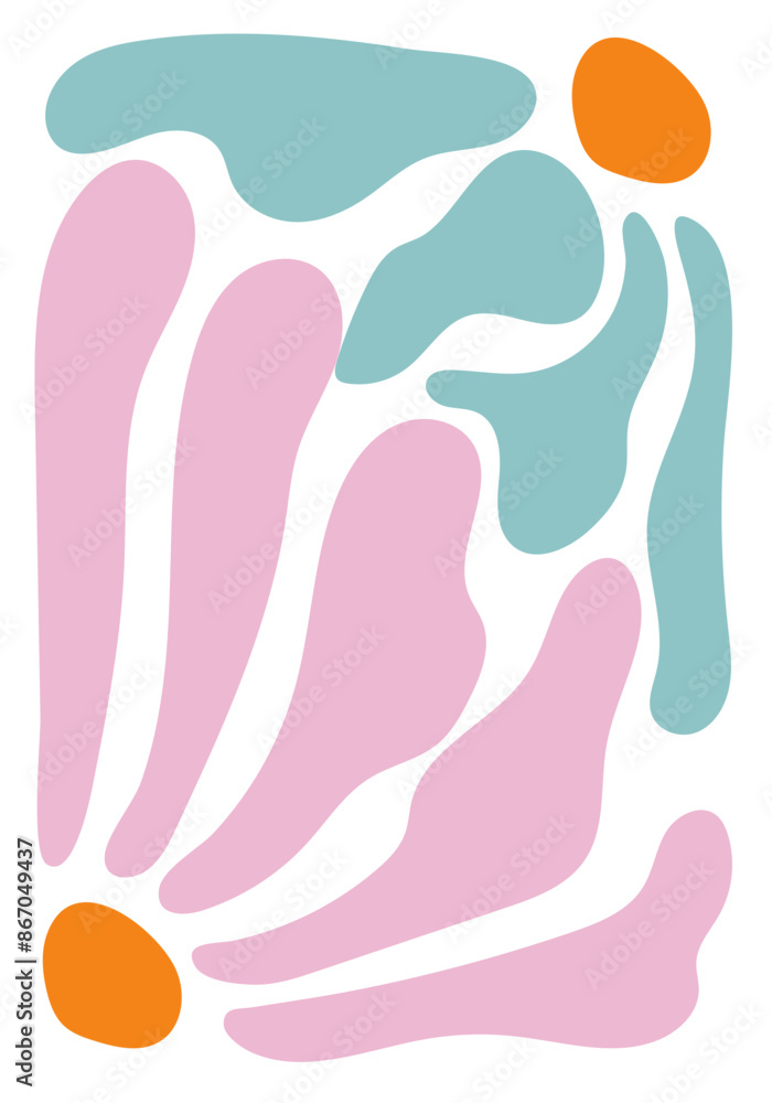 Groovy abstract flower.Organic doodle shapes in trendy naive retro hippie 60s 70s style. Contemporary poster and background. Floral botanic vector illustration Groovy abstract flower.Organic doodle shapes in trendy naive retro hippie 60s 70s style. Contemporary poster and background. Floral botanic vector illustration