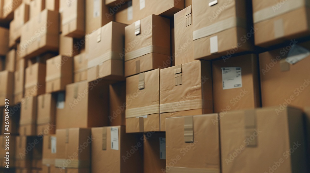 3d rendering of a lot of cardboard boxes stacked in a warehouse. 3d rendering of a lot of cardboard boxes stacked in a warehouse.