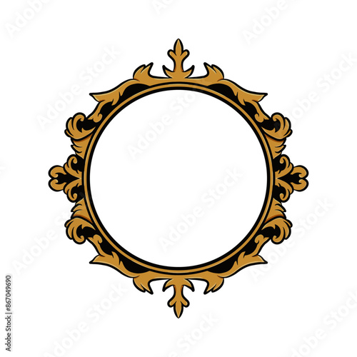 Simple circle Ornament frame border Vintage with gold color 