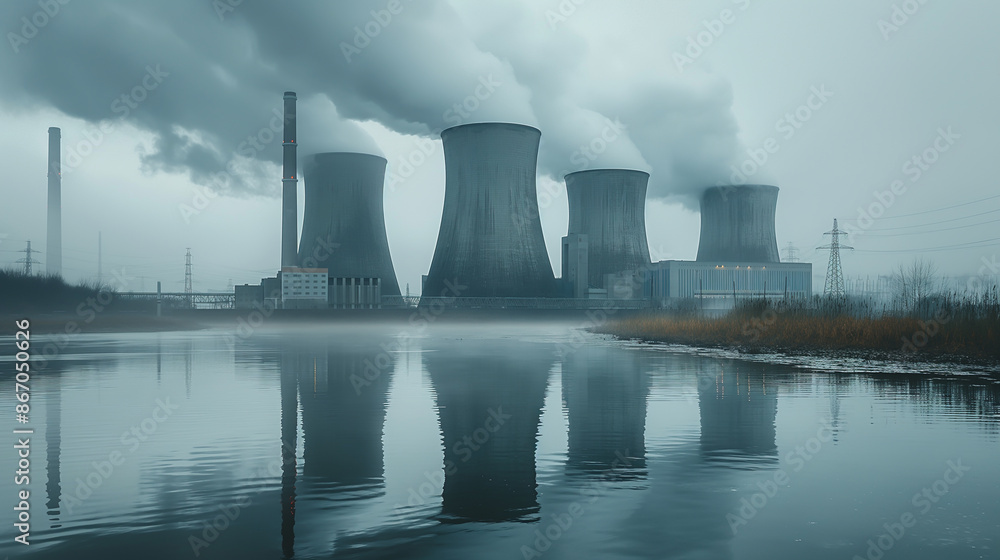 Create images of nuclear power plants, smoke from factories, air pollution. Create images of nuclear power plants, smoke from factories, air pollution.