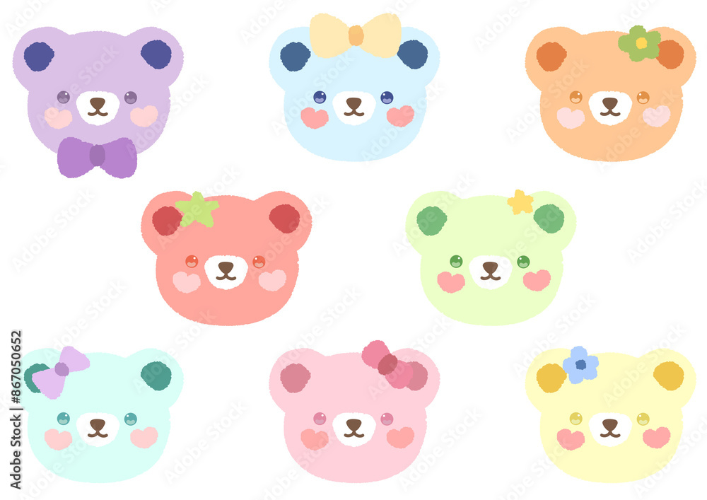 Collection of cute Bear face illustration Collection of cute Bear face illustration