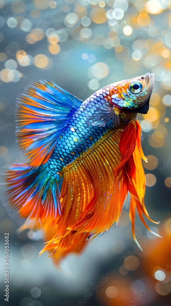 Fototapeta premium Vibrant Guppy Fish with Elaborate Tails Diverse Patterns and Brilliant Colors on White Background
