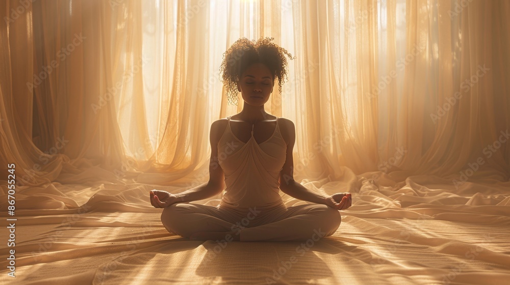 Peaceful Meditation in Sunlit Room - Generative AI Peaceful Meditation in Sunlit Room - Generative AI