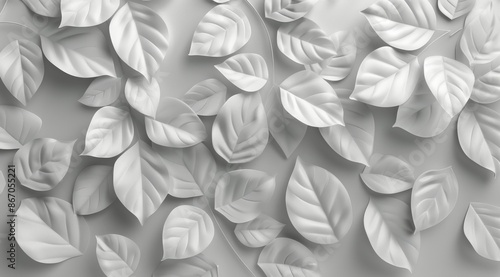 White Paper Leaves on a Light Gray Background