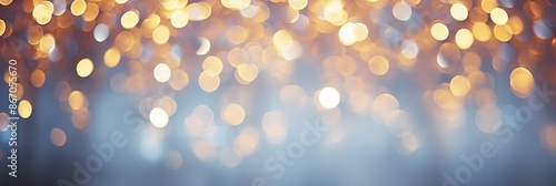 Golden Bokeh Lights on Blue Background