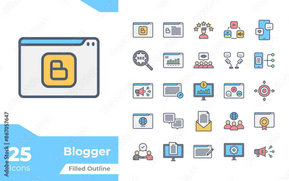Blogger Filled Color Icons Blogger Filled Color Icons
