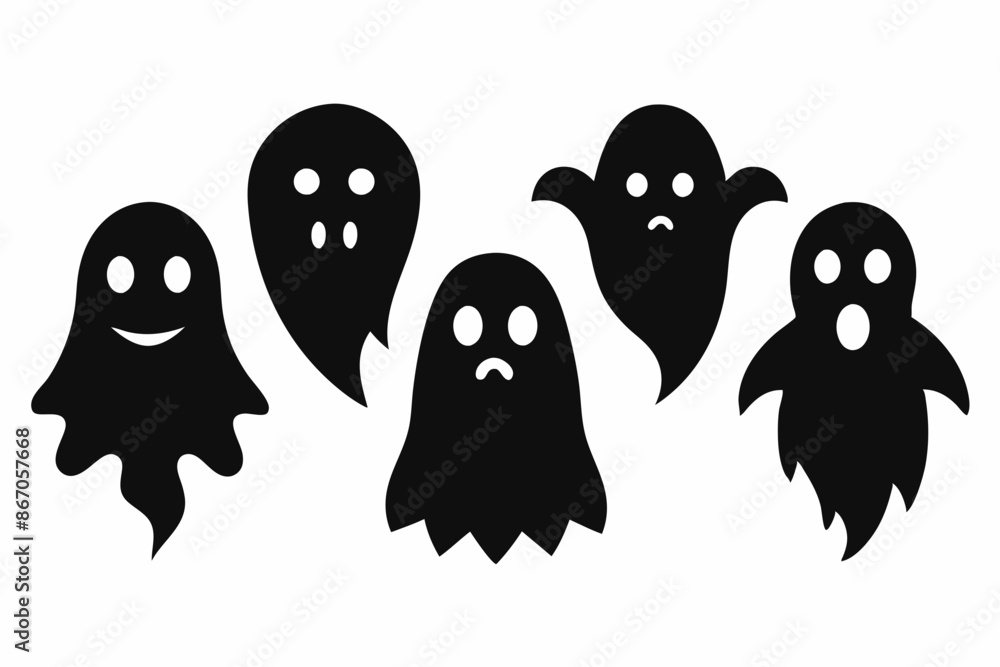 Halloween ghosts silhouette vector set, Collection of Halloween ghost silhouettes
Halloween ghosts silhouette vector set, Collection of Halloween ghost silhouettes