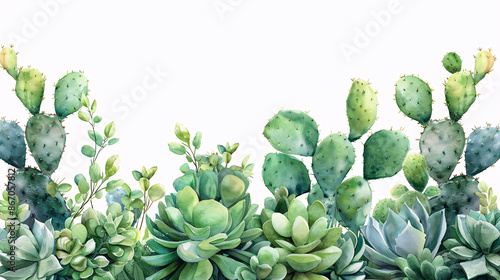 Decorative banner featuring a prickly cactus and foliage with a message of growth on white background photo