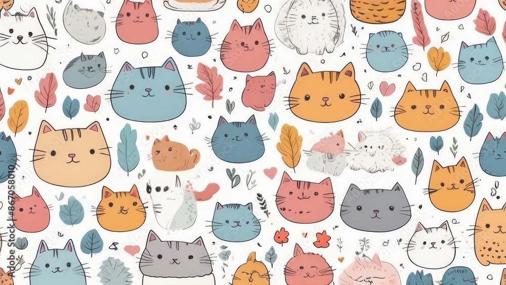custom made wallpaper toronto digitalDoodle Animals Theme Cat Nature Design Fashion and Packaging Generative AI