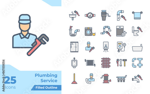Plumbing Service Filled Color Icons