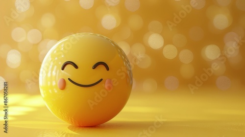 Yellow Smiley Face Emoji On A Golden Background