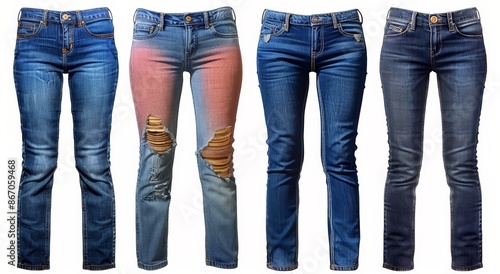 Four Pairs of Distressed Bell-Bottom Jeans