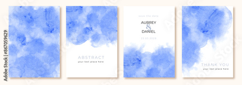 multipurpose card with abstract blue watercolor background